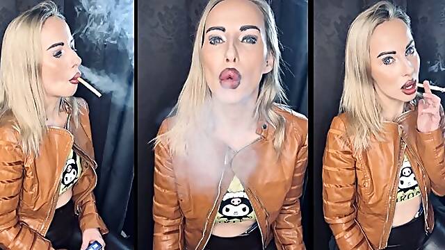 Your Leather Queen Chain smokes corks in Brown Leather