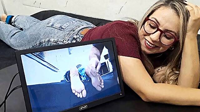 Cristal in ticklish soles on tv