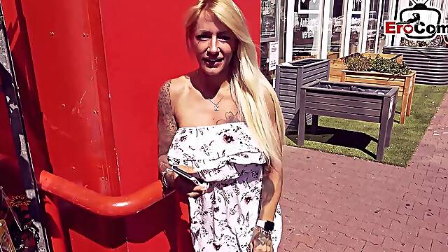 German blonde Street Slut Fuck date in Public