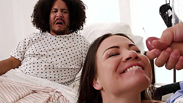 Brunette Alison Rey gets cum in mouth after being fucked