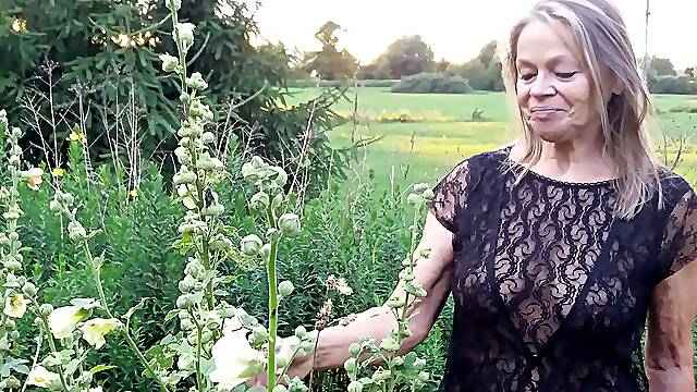 Martina Walking in a Mini Thong in a Wheat Field