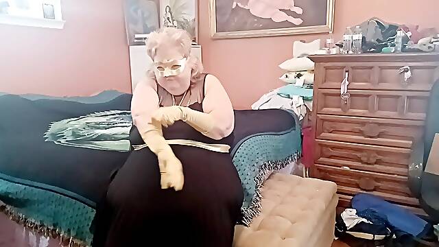Satin Gold Gloves Fetish Play BBW Style