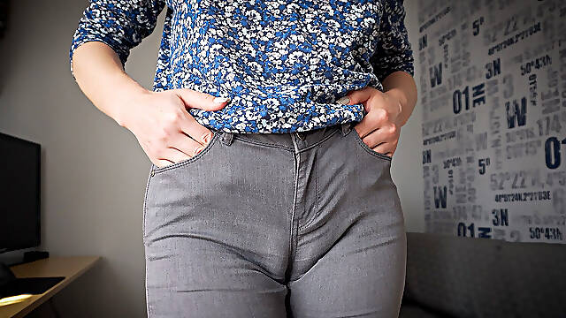 Naughty Colleague Seduces You with Camel Toe in Tight Jeans
