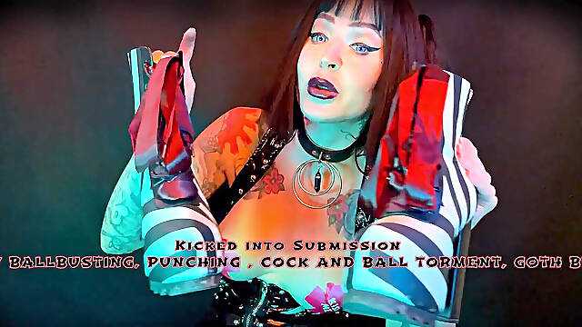 Kicked Into Submission - POV Ballbusting, Punching, Cock and Ball Torment, Goth Brat