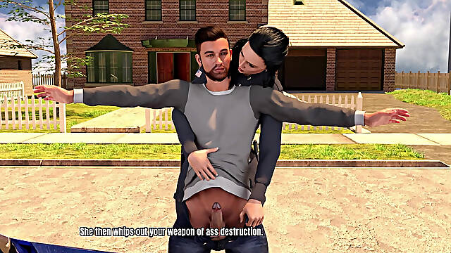 Grandma's House 10 - Police Officer Sandra Giving Handjob to Thomas Till He Cum