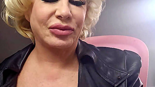 Oiled Bimbo GILF with Glasses