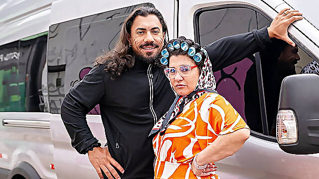 Pierced Belly Mature Gets Ass Fucked in Driving Bus