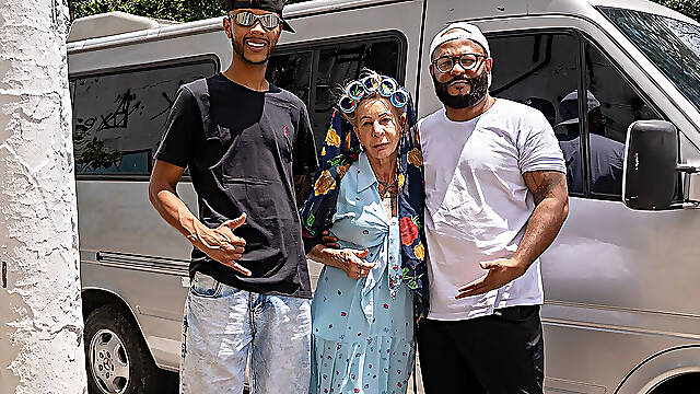 Tattooed 81 Year Old Granny DP in Driving Van