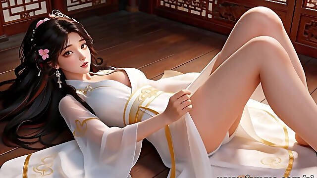 A Chinese Girl in Ancient Costume, Best Blowjob, 3p, and Nipple Stimulation, Leaving You Unable to Oppose. Ai-generated