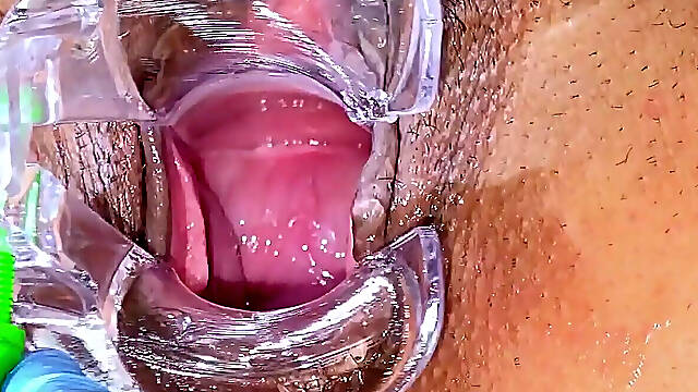 Hairy Pussy of Hot MILF Trinity Black Examined with Speculum